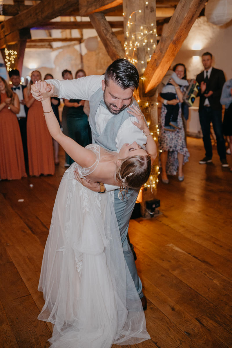 a man and woman dancing